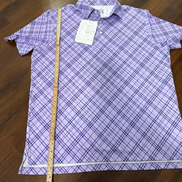 IBKUL NWT Tony Plaid Print Short Sleeve Polo UPF 50+ Golf Preppy Lavender Sz L - Picture 6 of 6